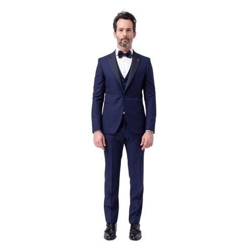Abito Uomo con gilet monopetto in satin Blu TAGLIATORE- Francavilla Moda